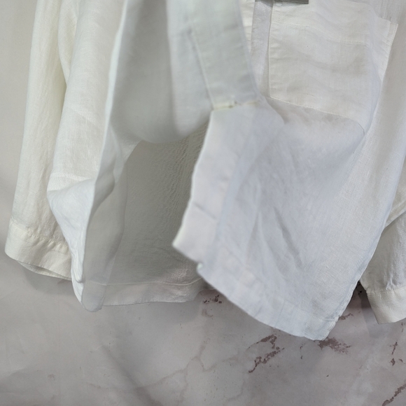Everlane Shirt Womens White Button Up Linen Pocket Popover Billow Blouse - Picture 6 of 13